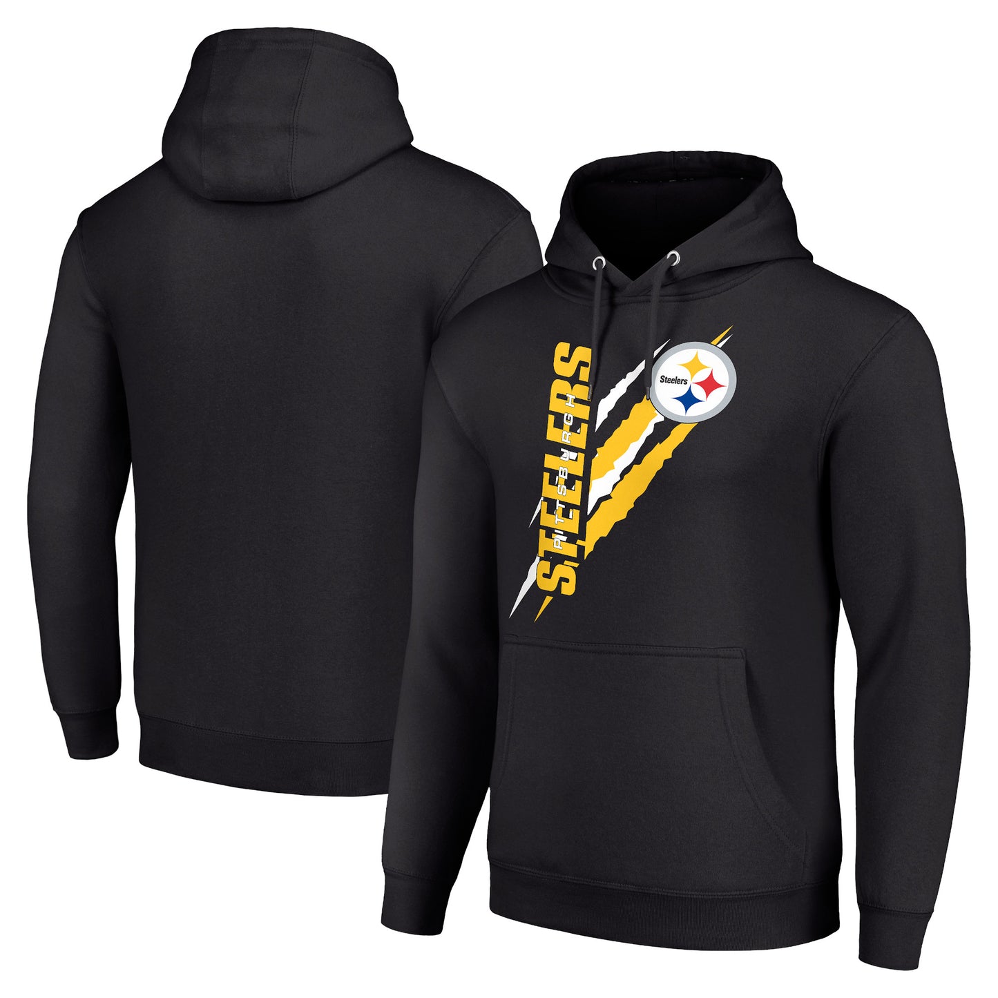 Unisex Starter Black Pittsburgh Steelers Color Scratch Fleece Pullover Hoodie