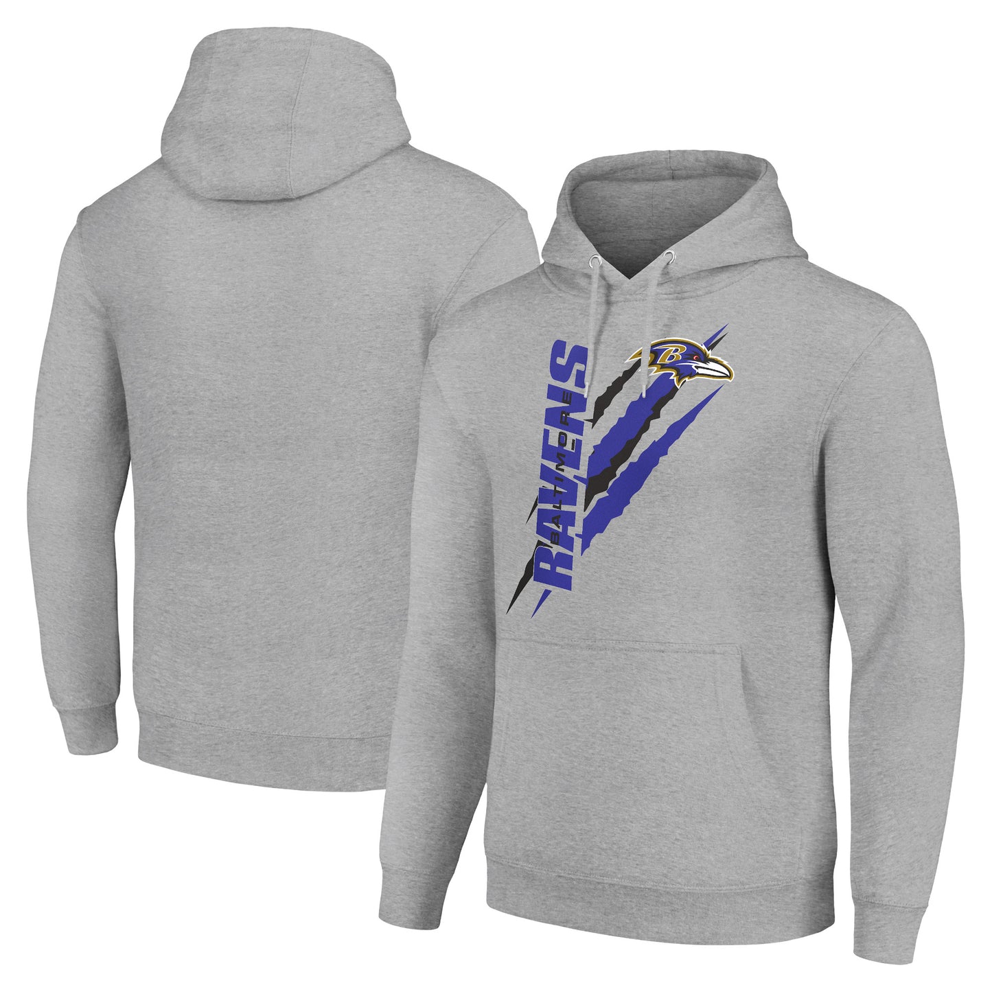 Unisex Starter Heather Gray Baltimore Ravens Color Scratch Fleece Pullover Hoodie