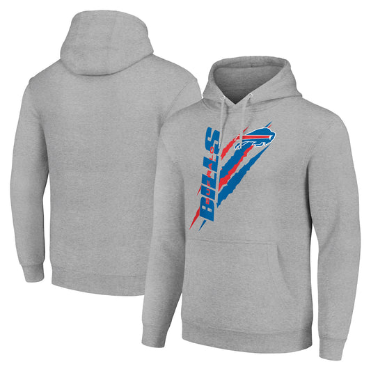 Unisex Starter Heather Gray Buffalo Bills Color Scratch Fleece Pullover Hoodie