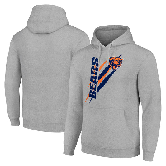 Unisex Starter Heather Gray Chicago Bears Color Scratch Fleece Pullover Hoodie