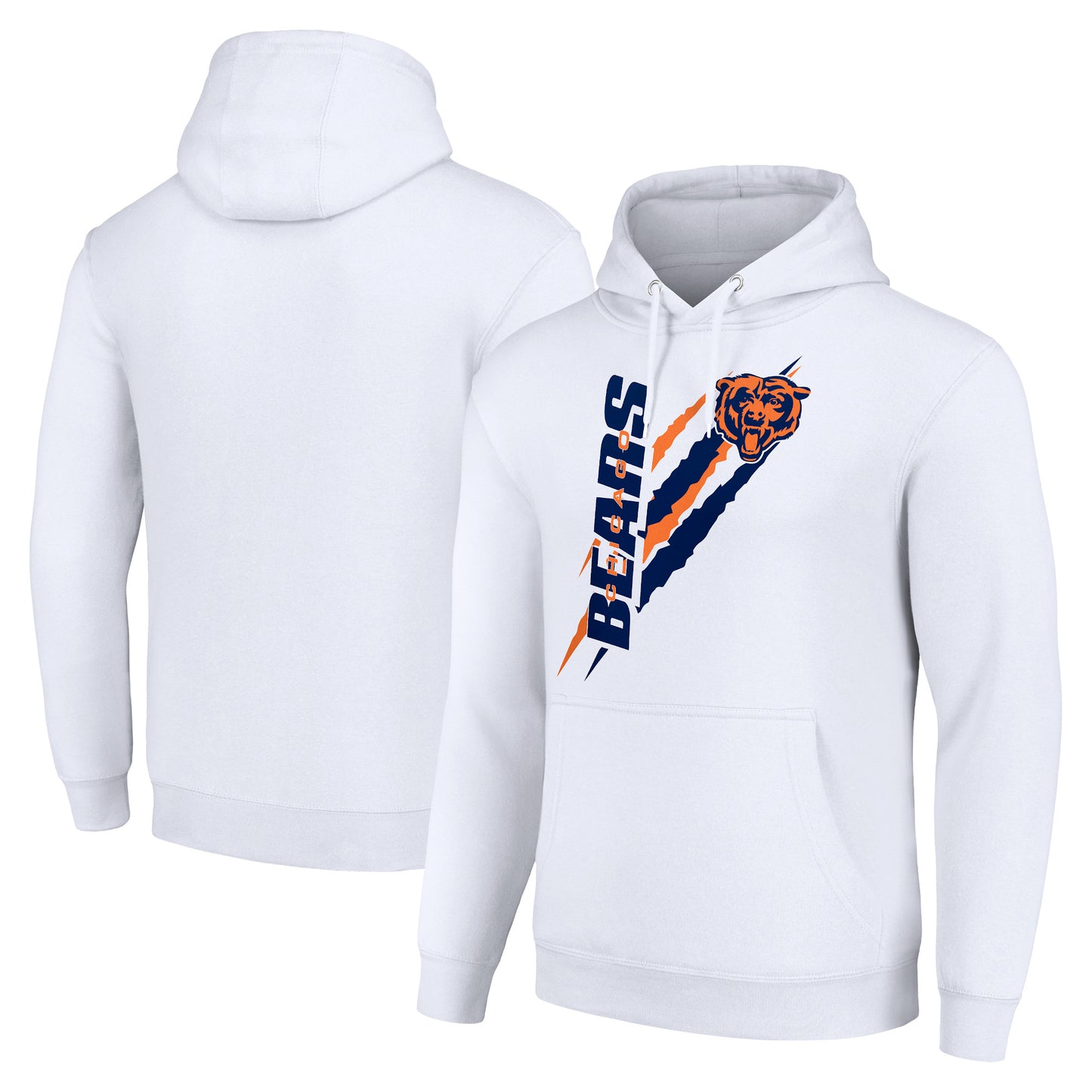 Unisex Starter White Chicago Bears Color Scratch Fleece Pullover Hoodie