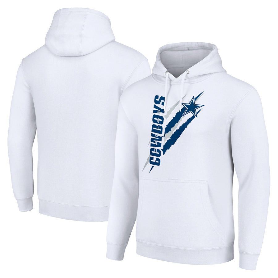 Unisex Starter White Dallas Cowboys Color Scratch Fleece Pullover Hoodie