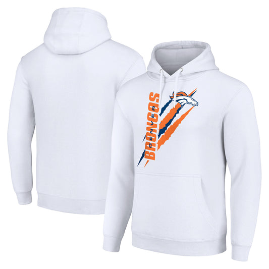 Unisex Starter White Denver Broncos Color Scratch Fleece Pullover Hoodie