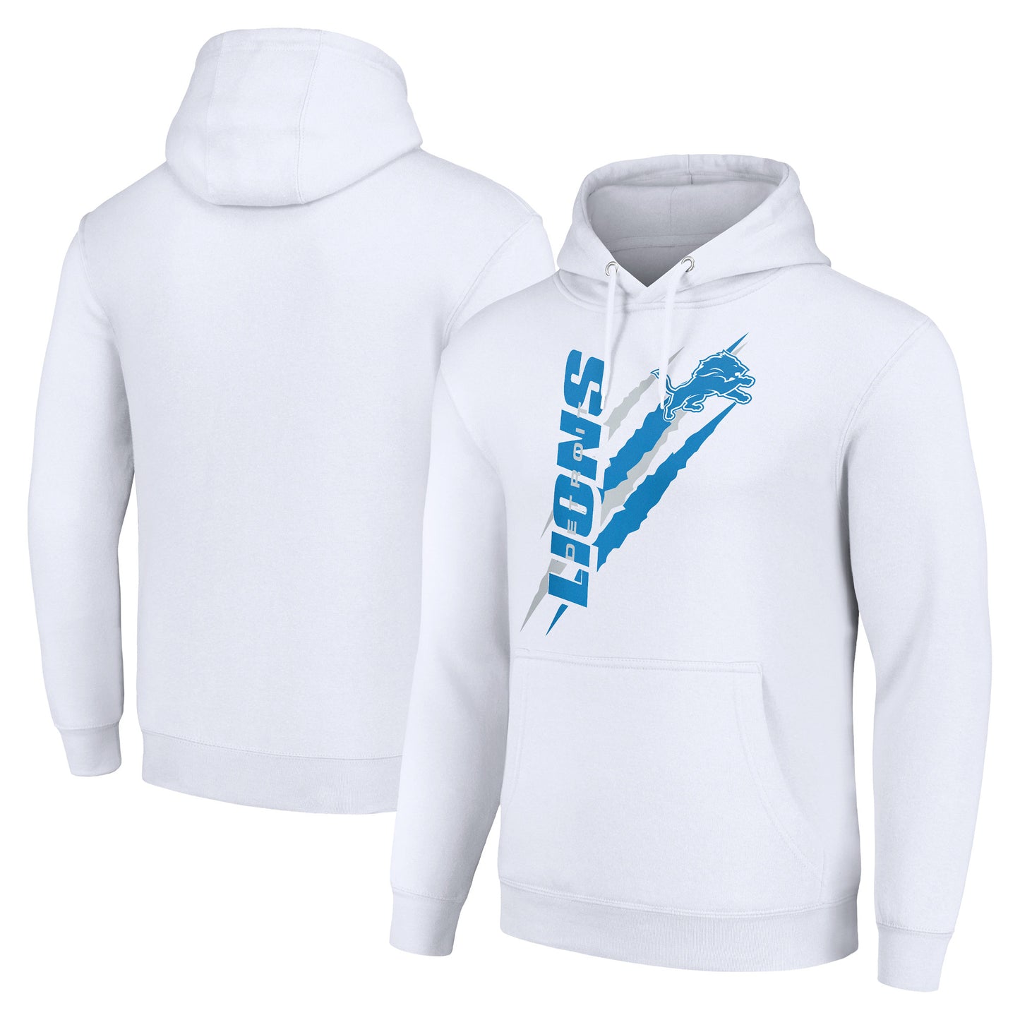 Unisex Starter White Detroit Lions Color Scratch Fleece Pullover Hoodie