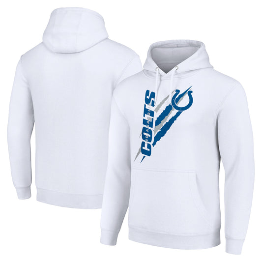 Unisex Starter White Indianapolis Colts Color Scratch Fleece Pullover Hoodie