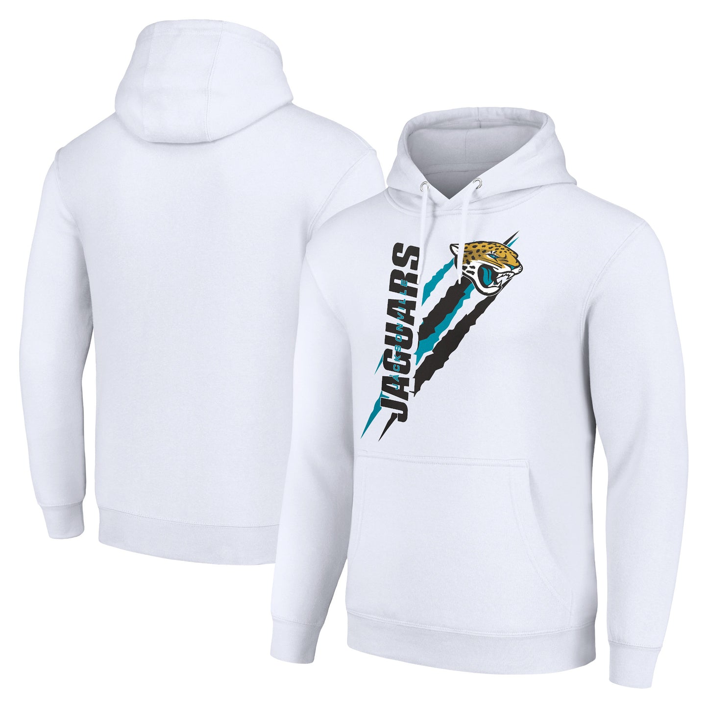 Unisex Starter White Jacksonville Jaguars Color Scratch Fleece Pullover Hoodie