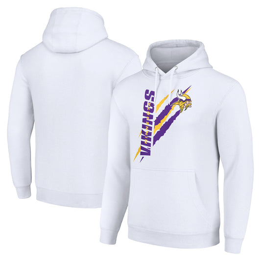 Unisex Starter White Minnesota Vikings Color Scratch Fleece Pullover Hoodie