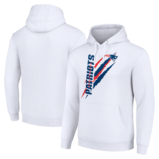 Unisex Starter White New England Patriots Color Scratch Fleece Pullover Hoodie