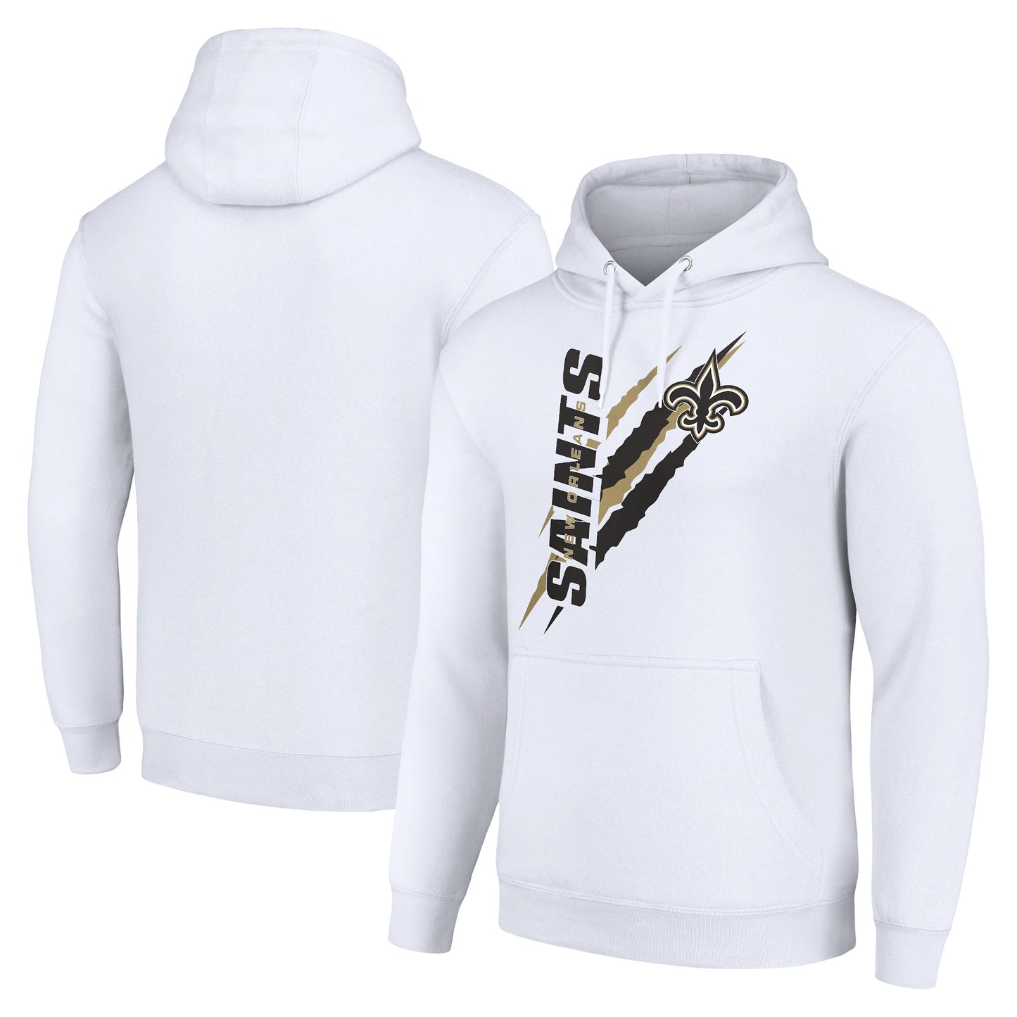 Unisex Starter White New Orleans Saints Color Scratch Fleece Pullover Hoodie