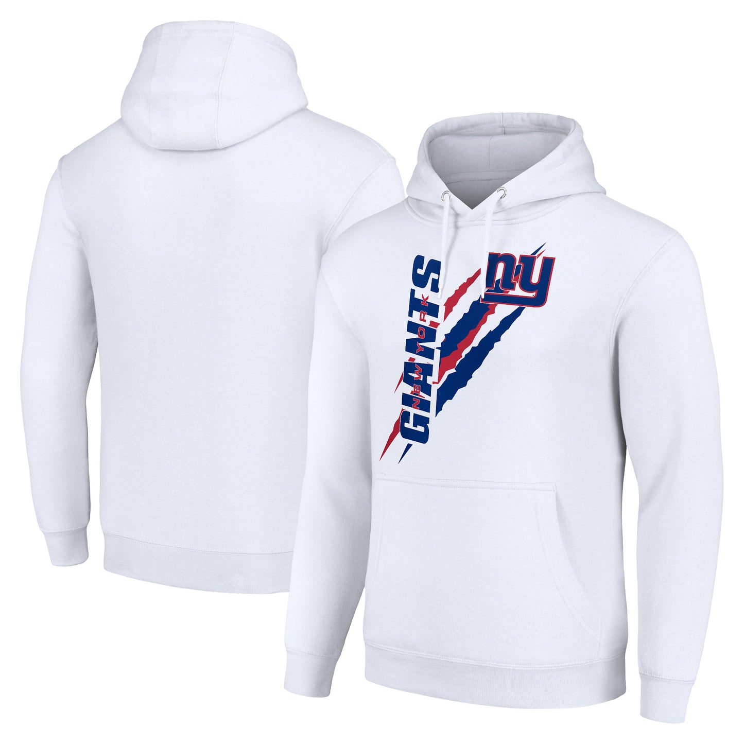 Unisex Starter White New York Giants Color Scratch Fleece Pullover Hoodie