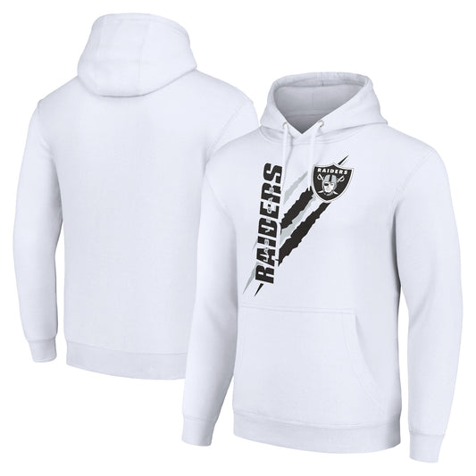 Unisex Starter White Las Vegas Raiders Color Scratch Fleece Pullover Hoodie