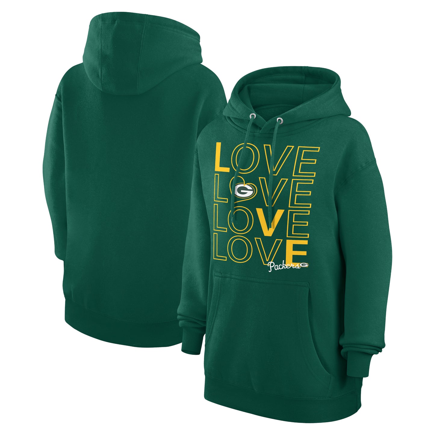 Women's G-III 4Her by Carl Banks Hunter Green Green Bay Packers Love Graphic Pullover Hoodie