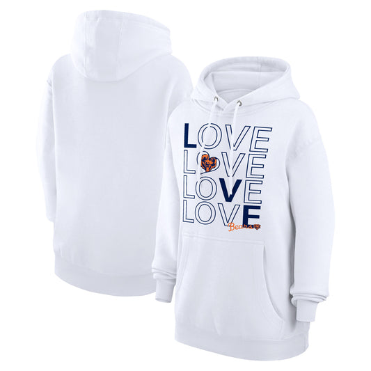 Women's G-III 4Her by Carl Banks  White Chicago Bears Love Graphic Pullover Hoodie