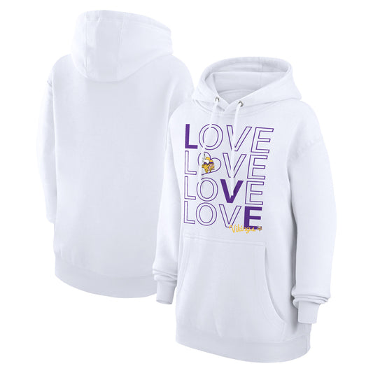 Women's G-III 4Her by Carl Banks  White Minnesota Vikings Love Graphic Pullover Hoodie