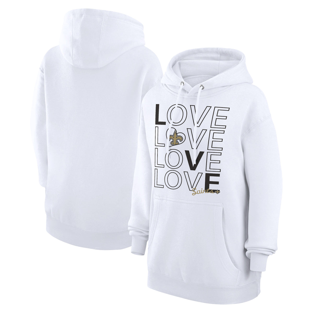 Women's G-III 4Her by Carl Banks  White New Orleans Saints Love Graphic Pullover Hoodie