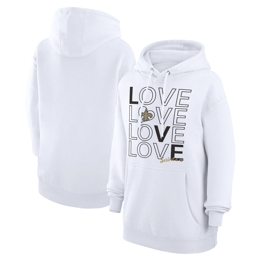 Women's G-III 4Her by Carl Banks  White New Orleans Saints Love Graphic Pullover Hoodie
