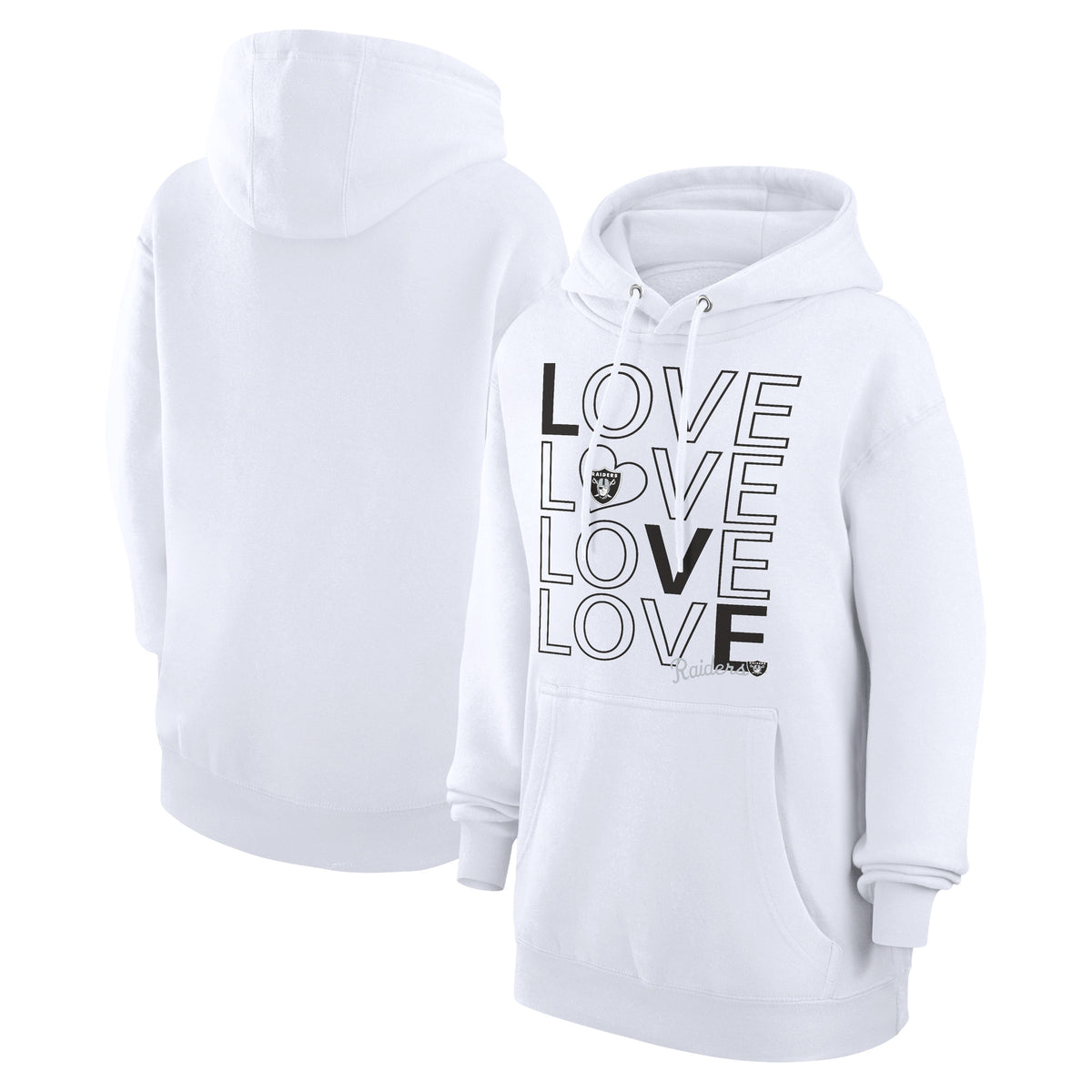 Women's G-III 4Her by Carl Banks  White Las Vegas Raiders Love Graphic Pullover Hoodie