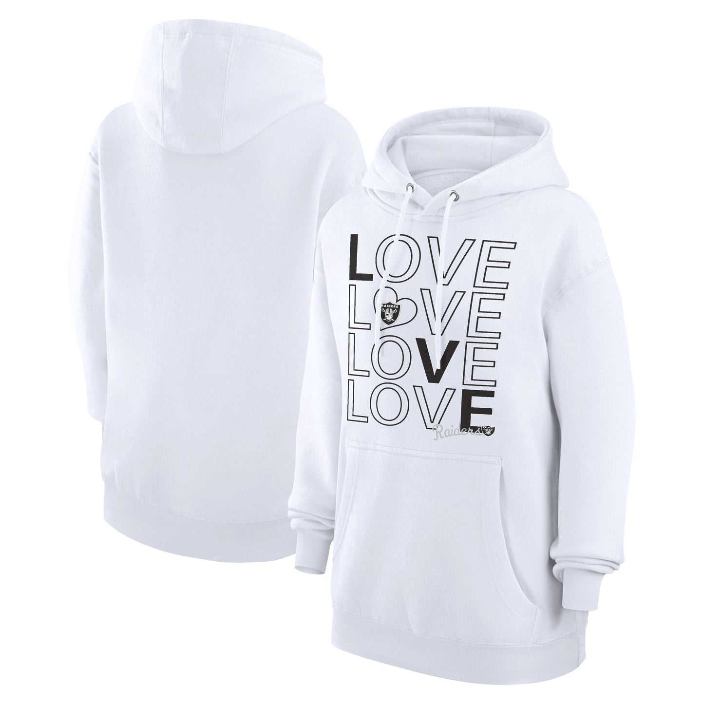 Women's G-III 4Her by Carl Banks  White Las Vegas Raiders Love Graphic Pullover Hoodie