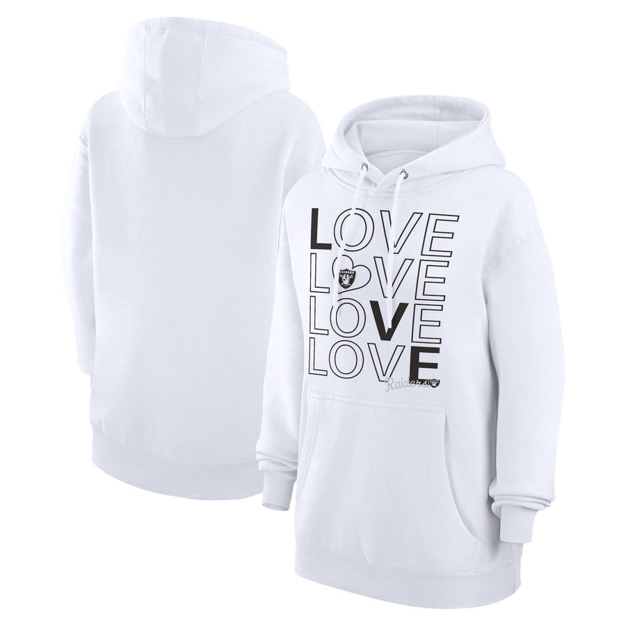 Women's G-III 4Her by Carl Banks  White Las Vegas Raiders Love Graphic Pullover Hoodie