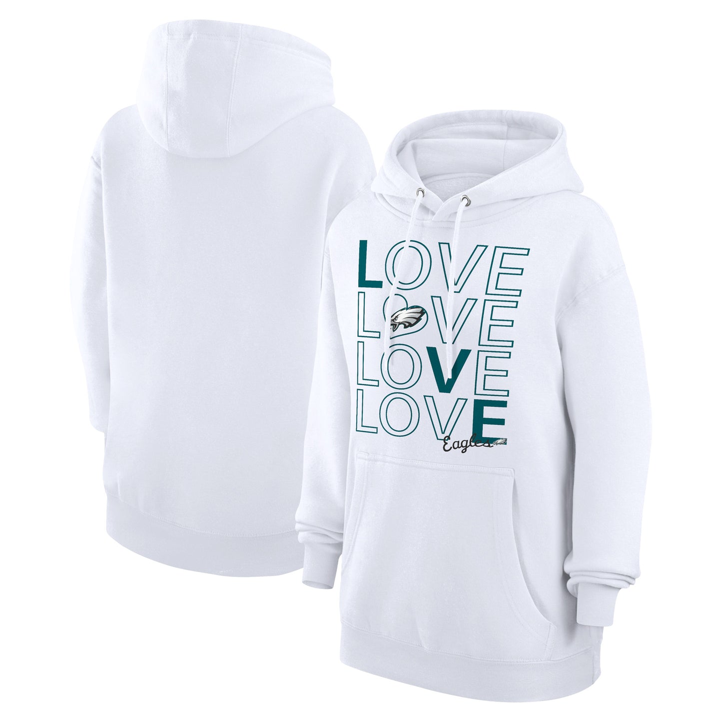 Women's G-III 4Her by Carl Banks  White Philadelphia Eagles Love Graphic Pullover Hoodie