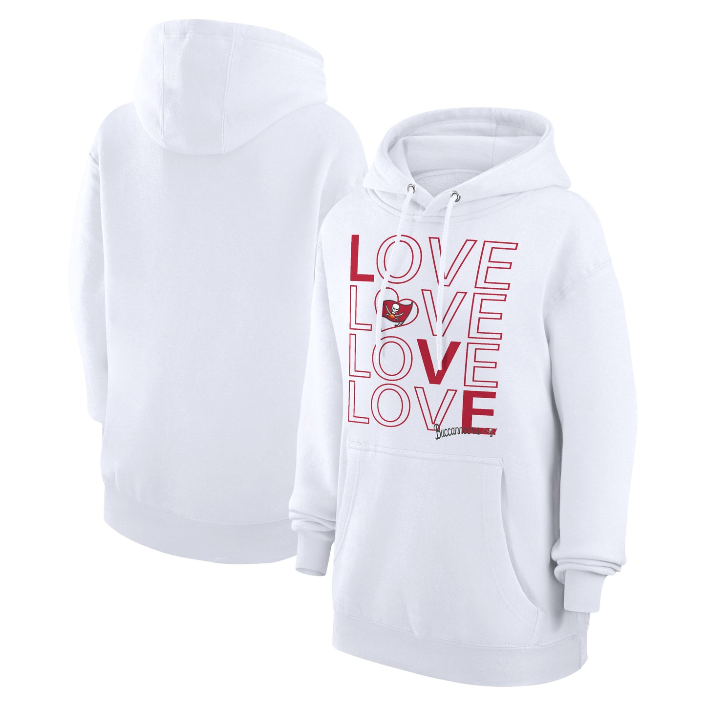 Women's G-III 4Her by Carl Banks  White Tampa Bay Buccaneers Love Graphic Pullover Hoodie