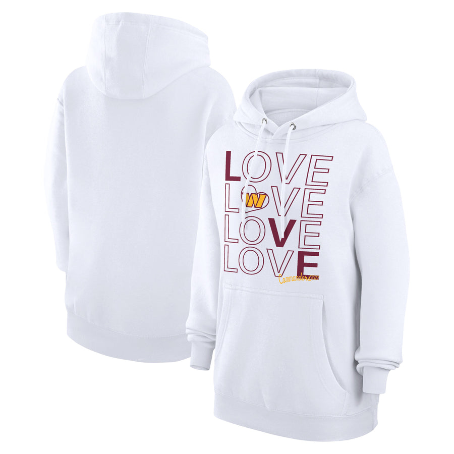 Women's G-III 4Her by Carl Banks  White Washington Commanders Love Graphic Pullover Hoodie