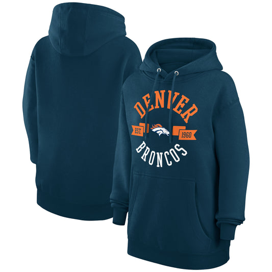 Women's G-III 4Her by Carl Banks Navy Denver Broncos City Graphic Team Fleece Pullover Hoodie