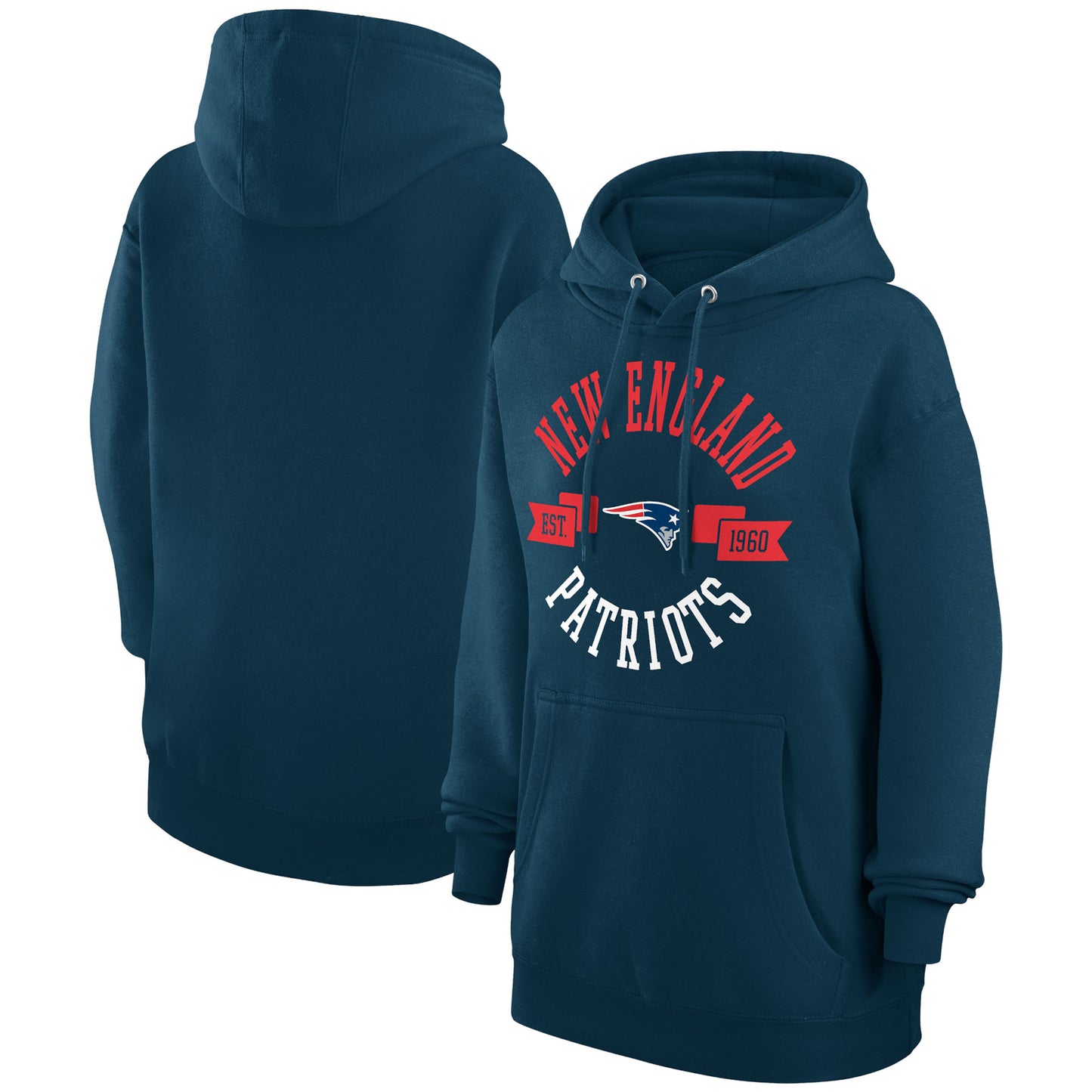 Women's G-III 4Her by Carl Banks Navy New England Patriots City Graphic Team Fleece Pullover Hoodie