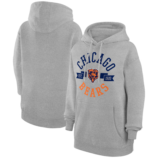 Women's G-III 4Her by Carl Banks Heather Gray Chicago Bears City Graphic Team Fleece Pullover Hoodie