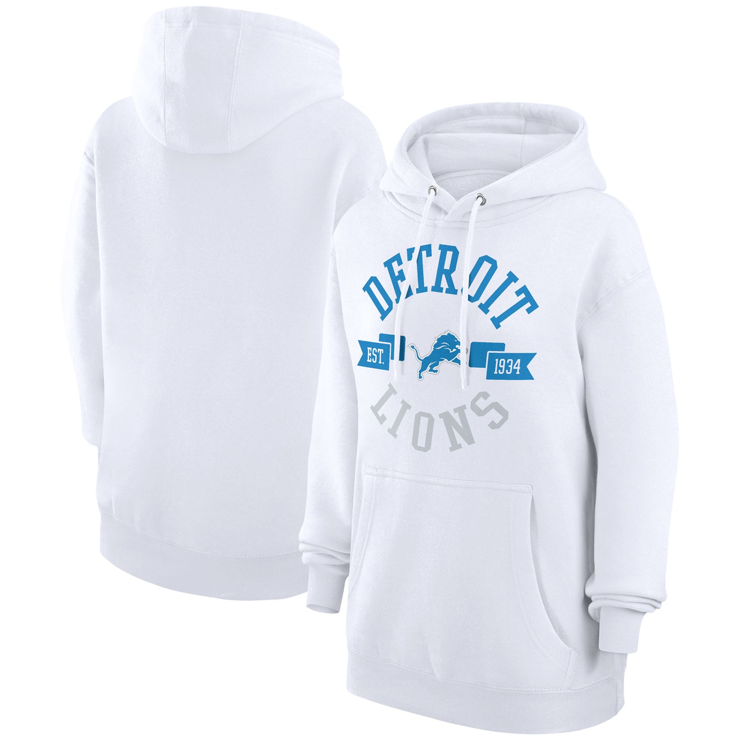 Women's G-III 4Her by Carl Banks White Detroit Lions City Graphic Team Fleece Pullover Hoodie