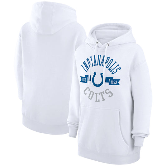 Women's G-III 4Her by Carl Banks White Indianapolis Colts City Graphic Team Fleece Pullover Hoodie