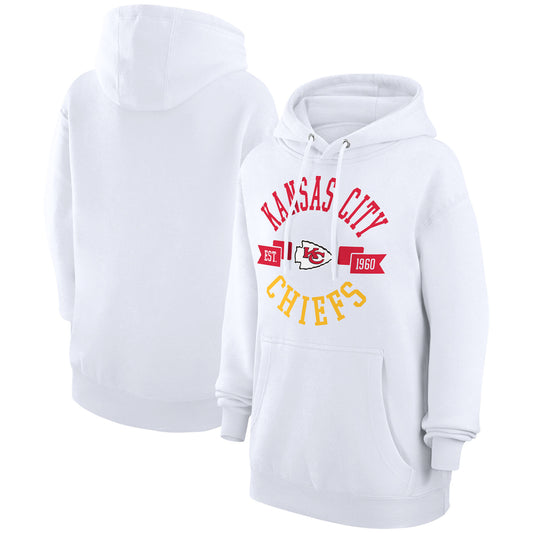 Women's G-III 4Her by Carl Banks White Kansas City Chiefs City Graphic Team Fleece Pullover Hoodie