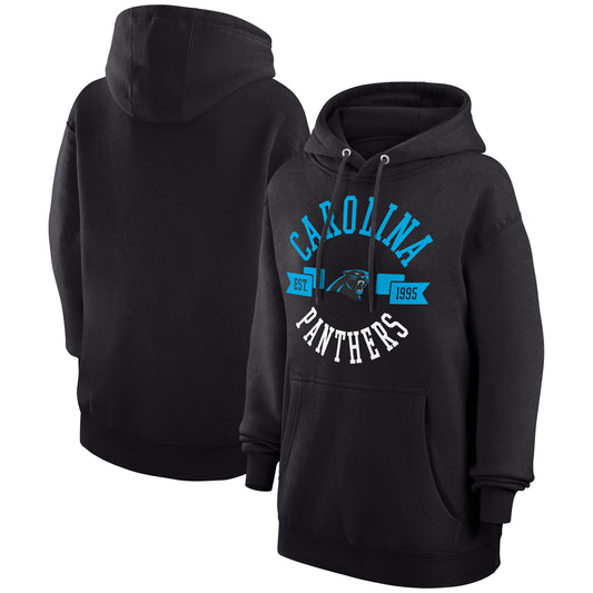 Women's G-III 4Her by Carl Banks Black Carolina Panthers City Graphic Team Fleece Pullover Hoodie