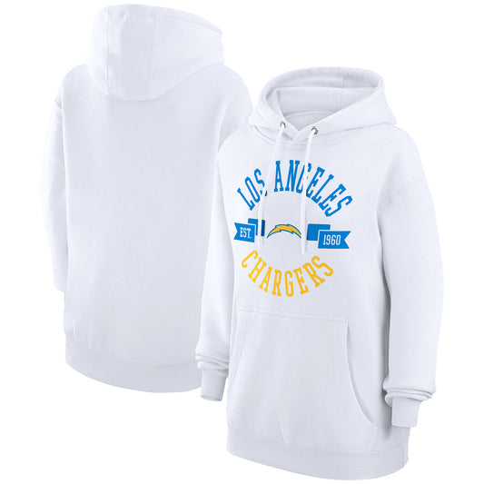 Women's G-III 4Her by Carl Banks White Los Angeles Chargers City Graphic Team Fleece Pullover Hoodie