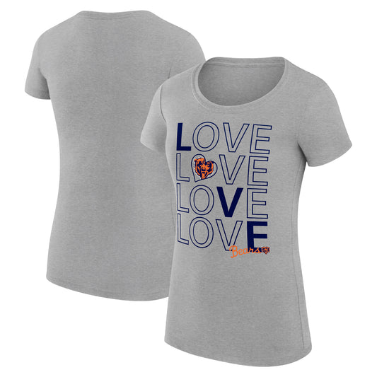 Women's G-III 4Her by Carl Banks Heather Gray Chicago Bears Love Graphic Fitted T-Shirt