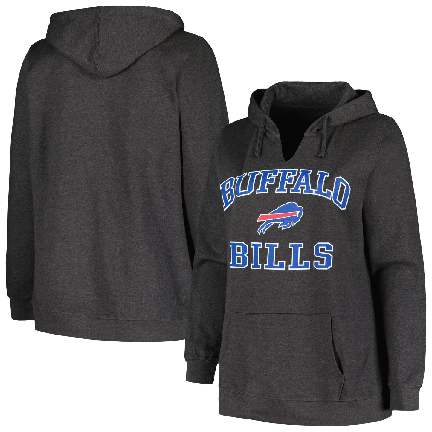 Women's Fanatics Charcoal Buffalo Bills Plus Size Heart and Soul V-Neck Pullover Hoodie