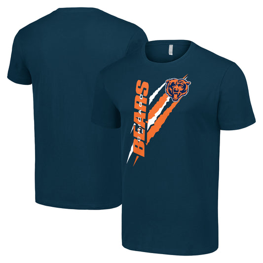 Men's Starter  Navy Chicago Bears Color Scratch T-Shirt