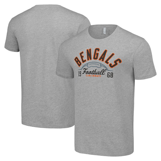 Men's Starter  Heather Gray Cincinnati Bengals Half Ball Team T-Shirt