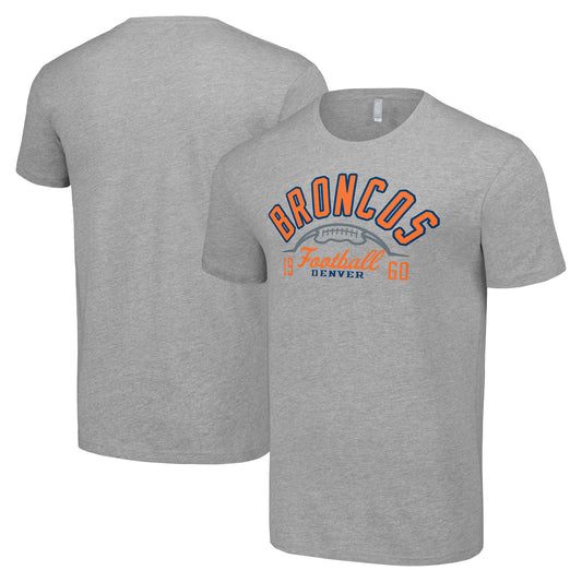 Men's Starter  Heather Gray Denver Broncos Half Ball Team T-Shirt