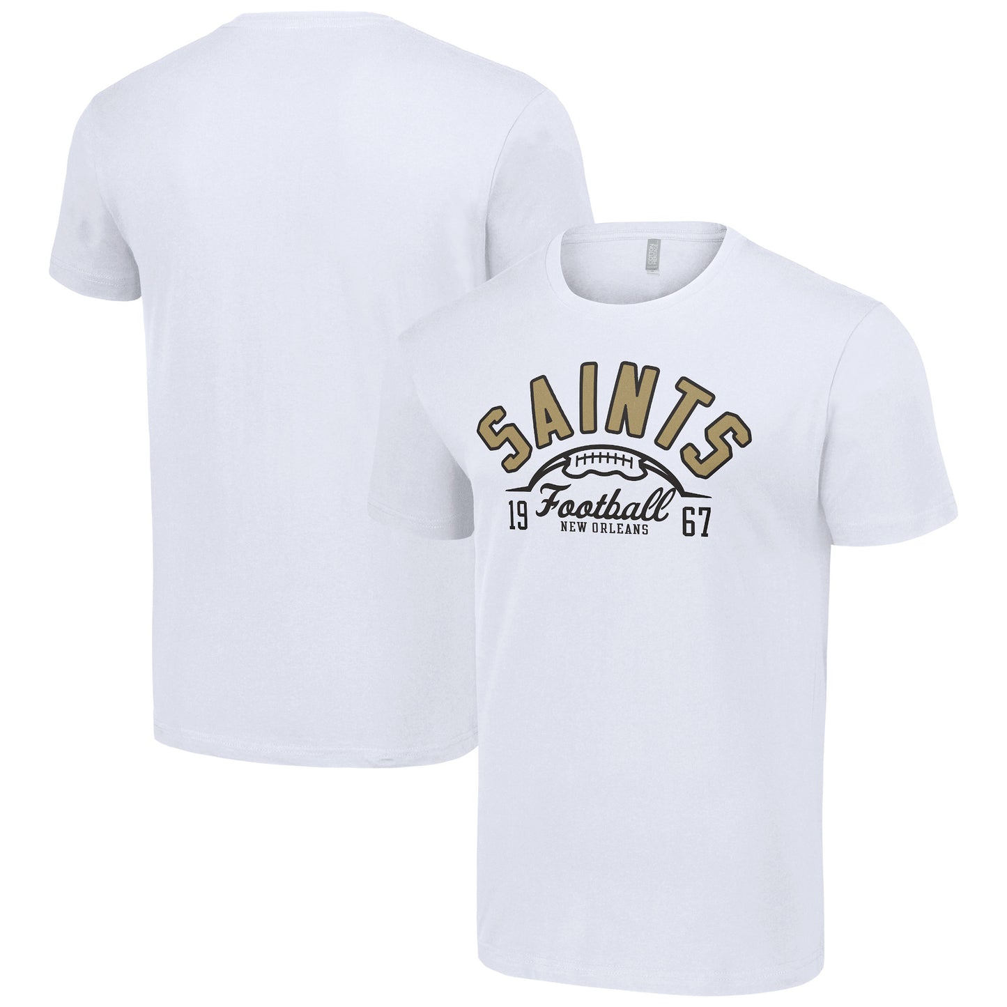 Men's Starter  White New Orleans Saints Half Ball Team T-Shirt