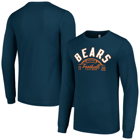 Men's Starter  Navy Chicago Bears Half Ball Team Long Sleeve T-Shirt