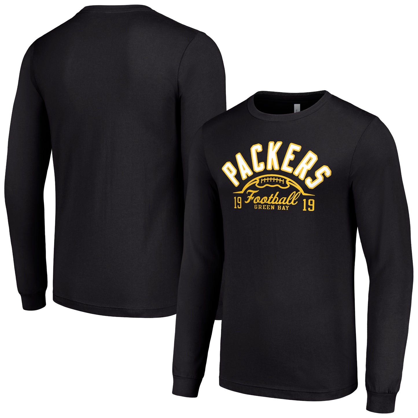 Men's Starter  Black Green Bay Packers Half Ball Team Long Sleeve T-Shirt