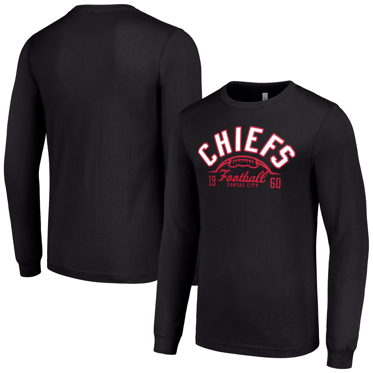 Men's Starter  Black Kansas City Chiefs Half Ball Team Long Sleeve T-Shirt