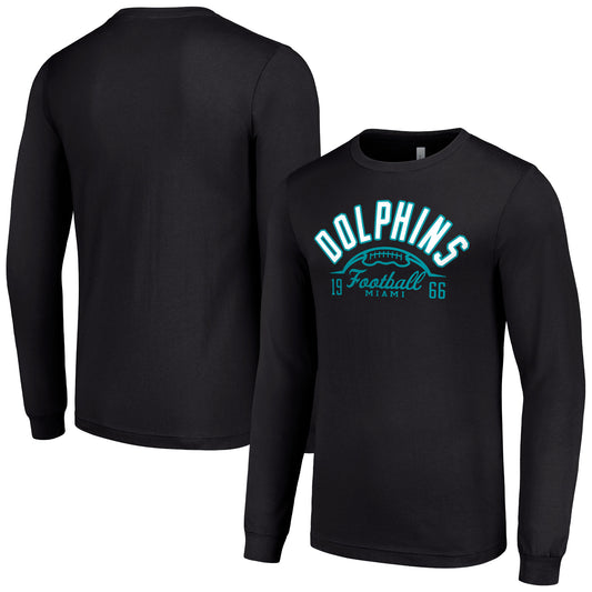 Men's Starter  Black Miami Dolphins Half Ball Team Long Sleeve T-Shirt