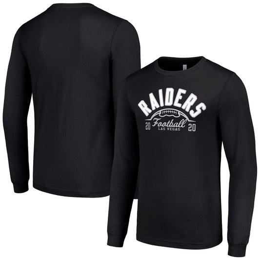 Men's Starter  Black Las Vegas Raiders Half Ball Team Long Sleeve T-Shirt