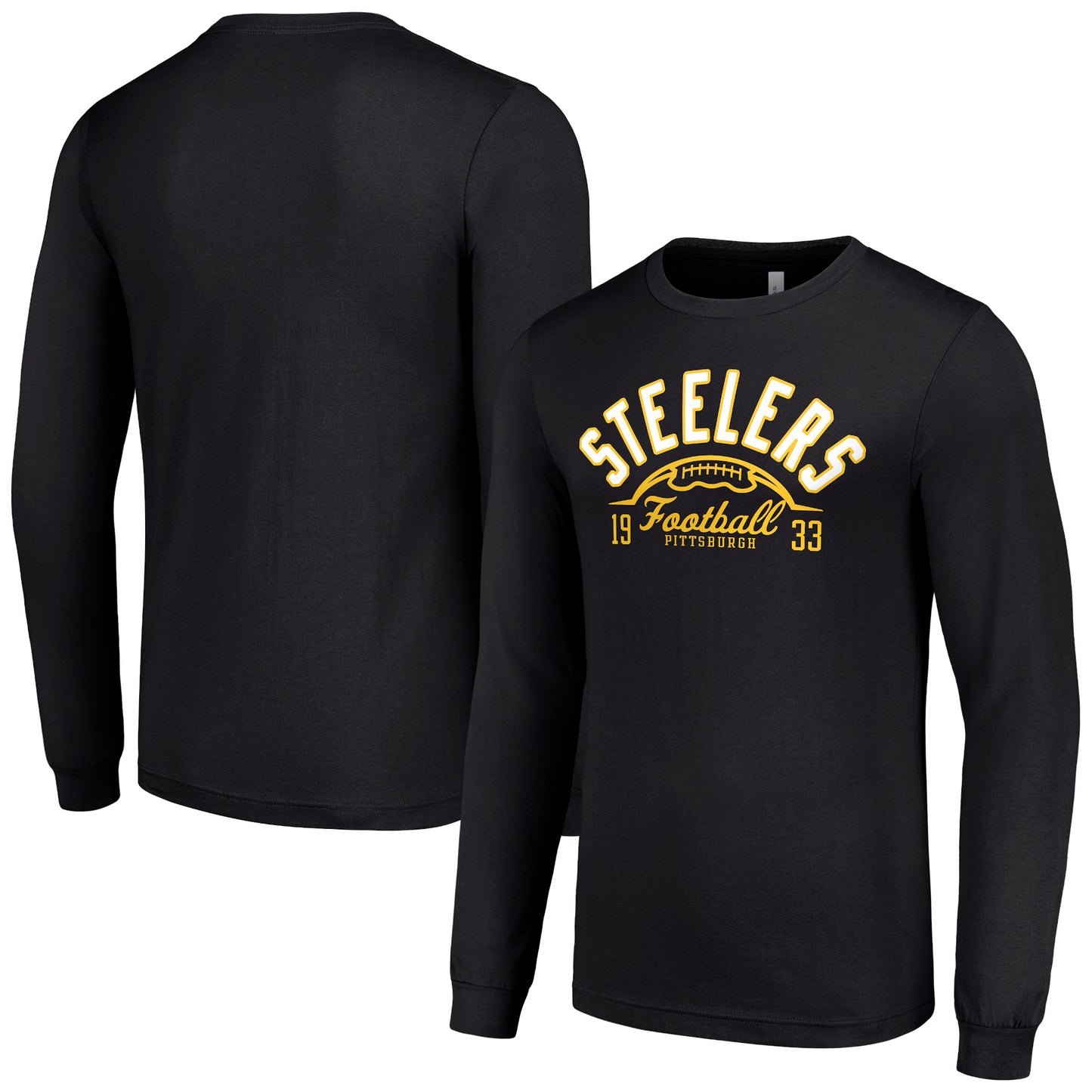 Men's Starter  Black Pittsburgh Steelers Half Ball Team Long Sleeve T-Shirt