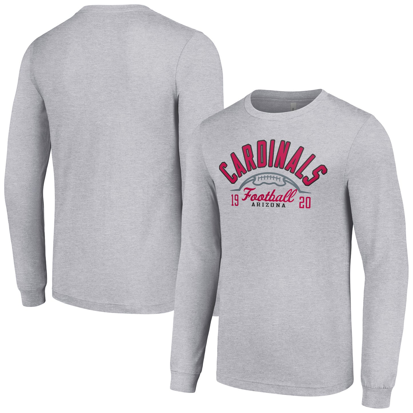 Men's Starter  Heather Gray Arizona Cardinals Half Ball Team Long Sleeve T-Shirt