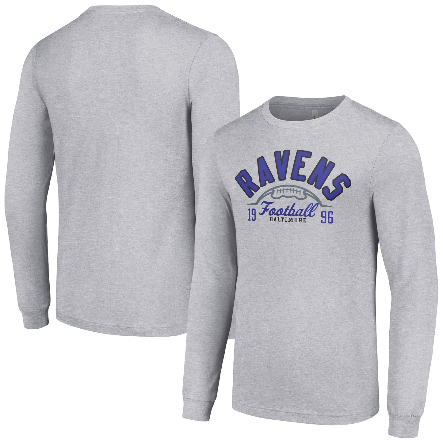 Men's Starter  Heather Gray Baltimore Ravens Half Ball Team Long Sleeve T-Shirt