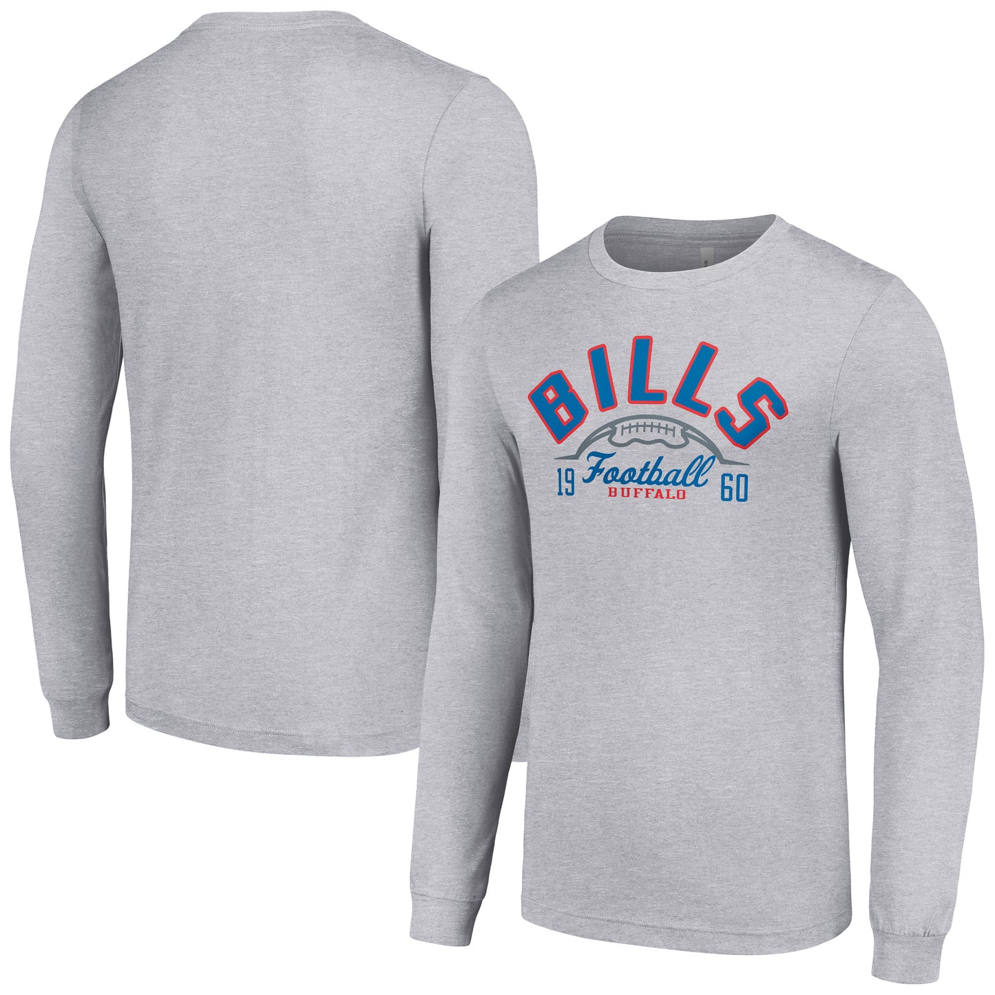 Men's Starter  Heather Gray Buffalo Bills Half Ball Team Long Sleeve T-Shirt