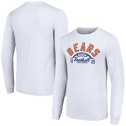 Men's Starter  White Chicago Bears Half Ball Team Long Sleeve T-Shirt